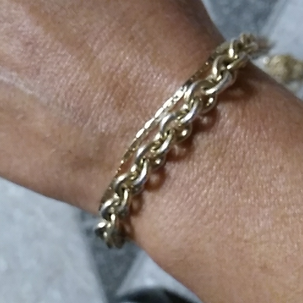 Gold over silver charm braclet